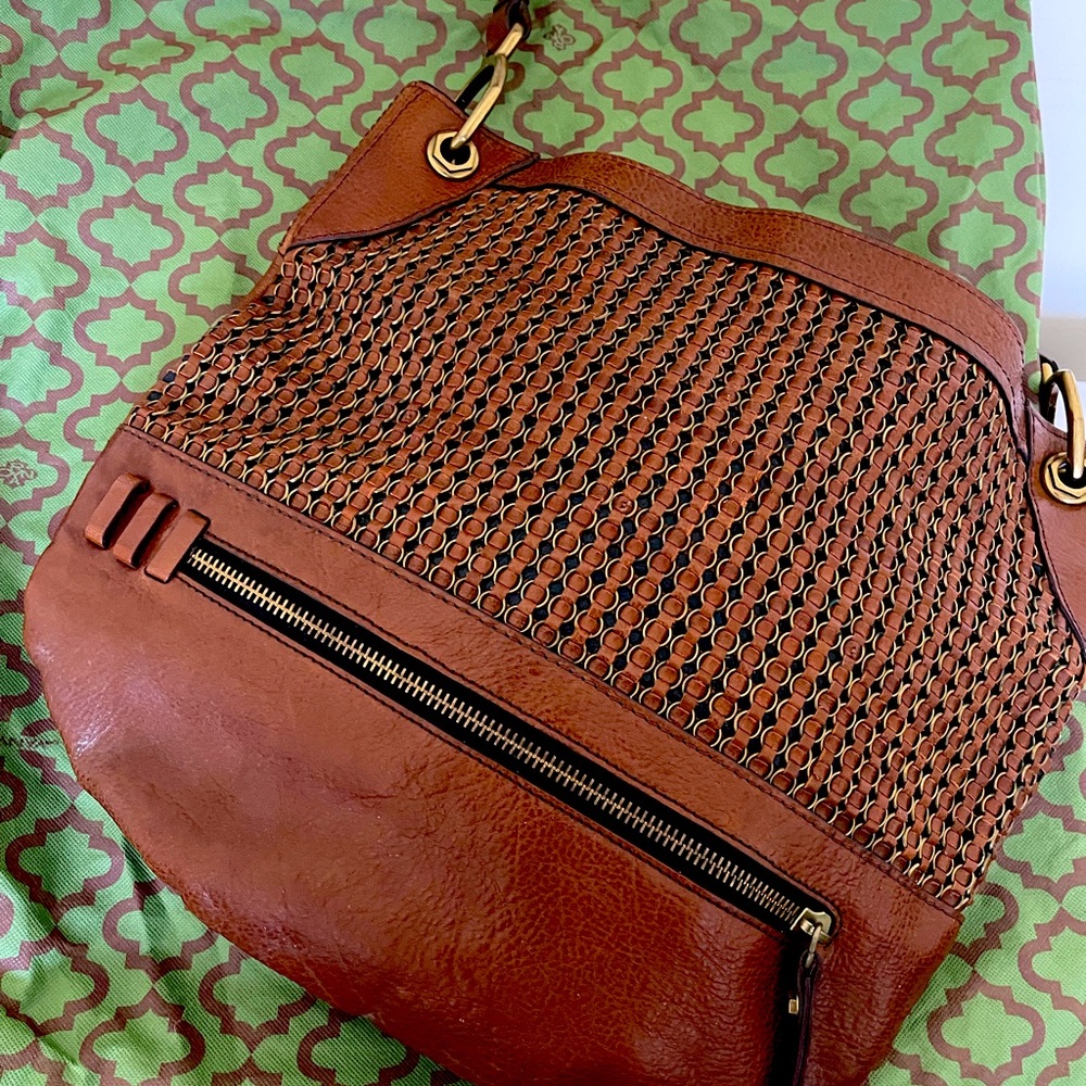 OrYANY -snap top, single strap tan leather hobo bag